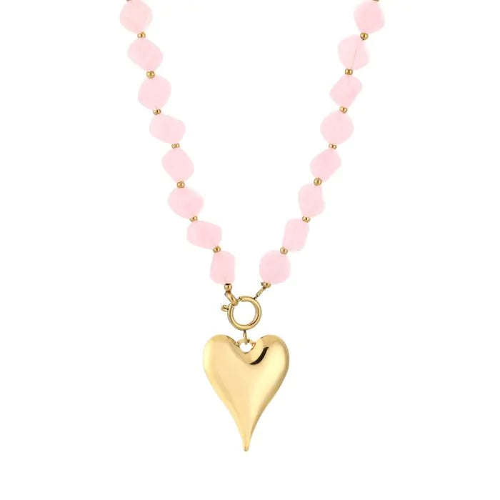 natuur stenen ketting met hart