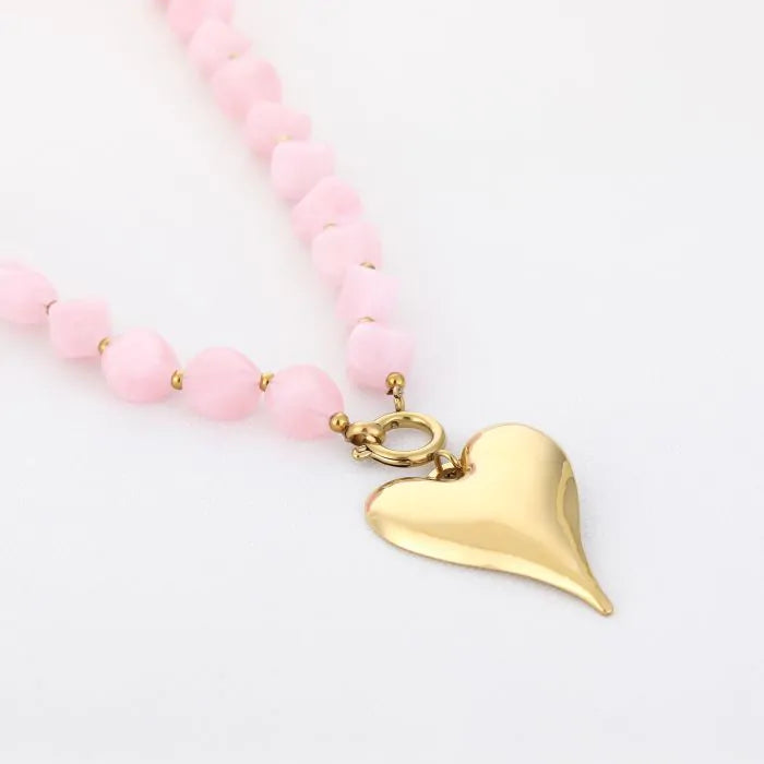 natuur stenen ketting met hart