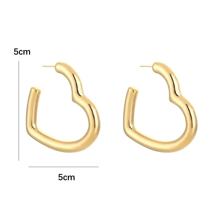 Open hart hoop oorbellen 5CM
