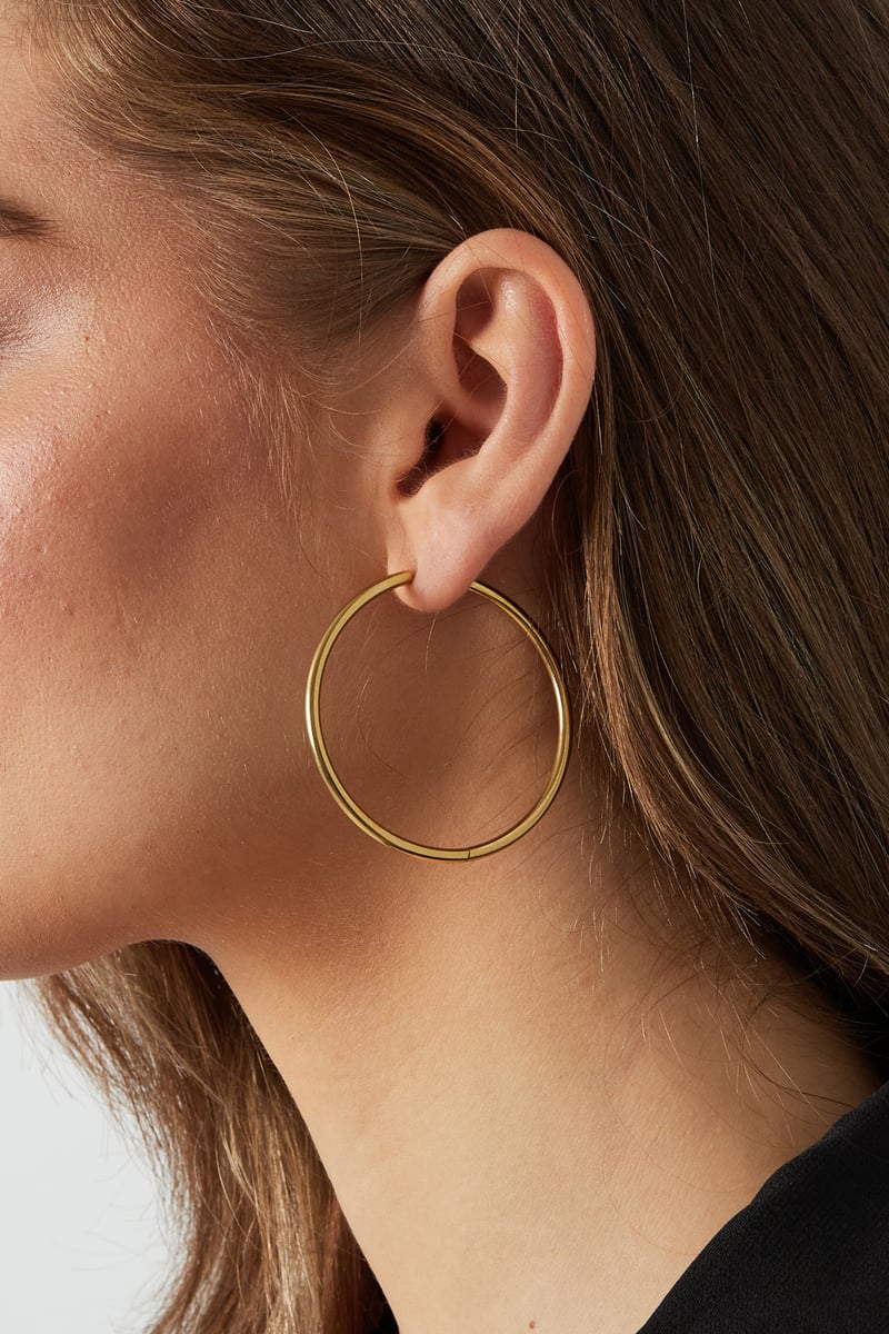 RVS oorbellen hoops groot Goud kleur Stainless Steel