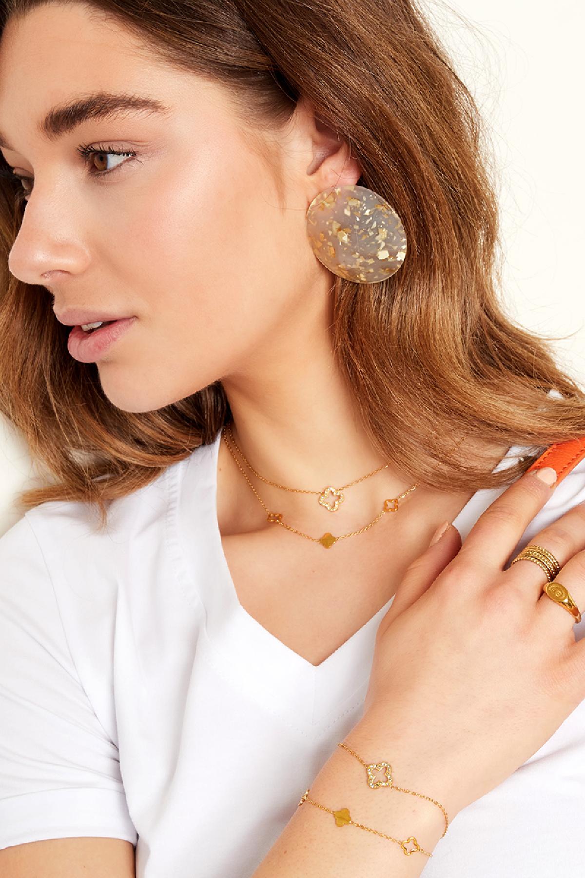 Armband klavertje met zirkonia steentjes Goud kleur Stainless Steel