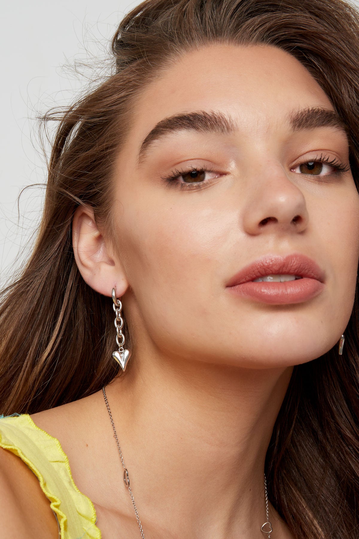 Oorbellen schakel & hart - Goud kleur Stainless Steel