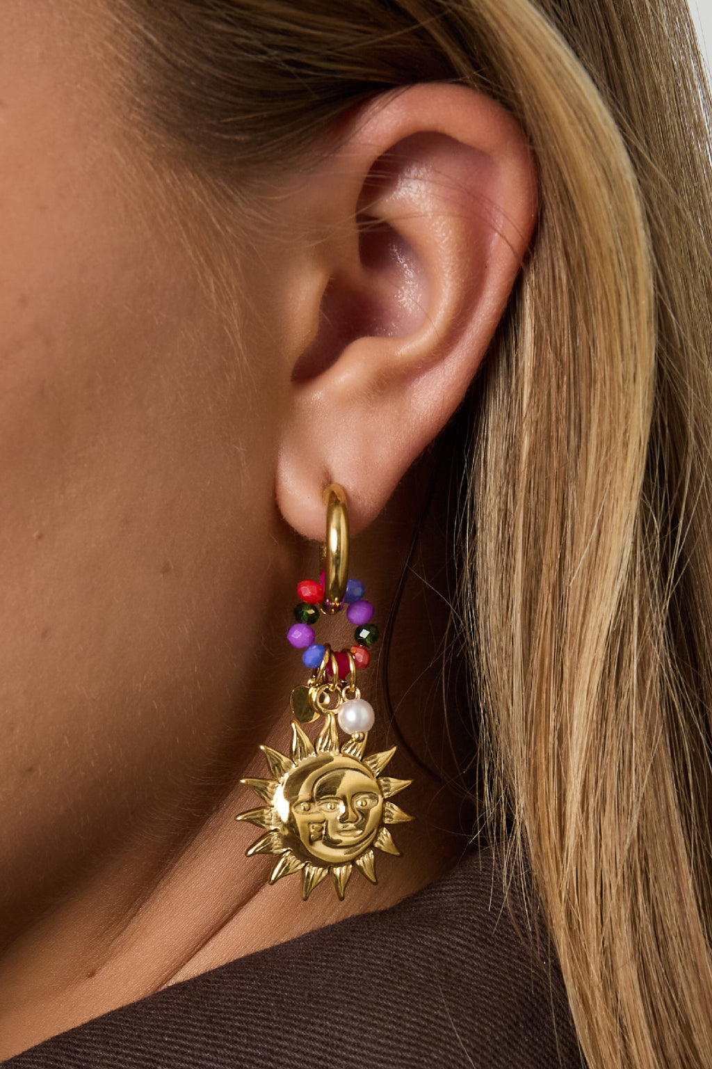 Oorbellen met hanger in de vorm van een zon, casual, dagelijks, eenvoudig, serie, damessieraden