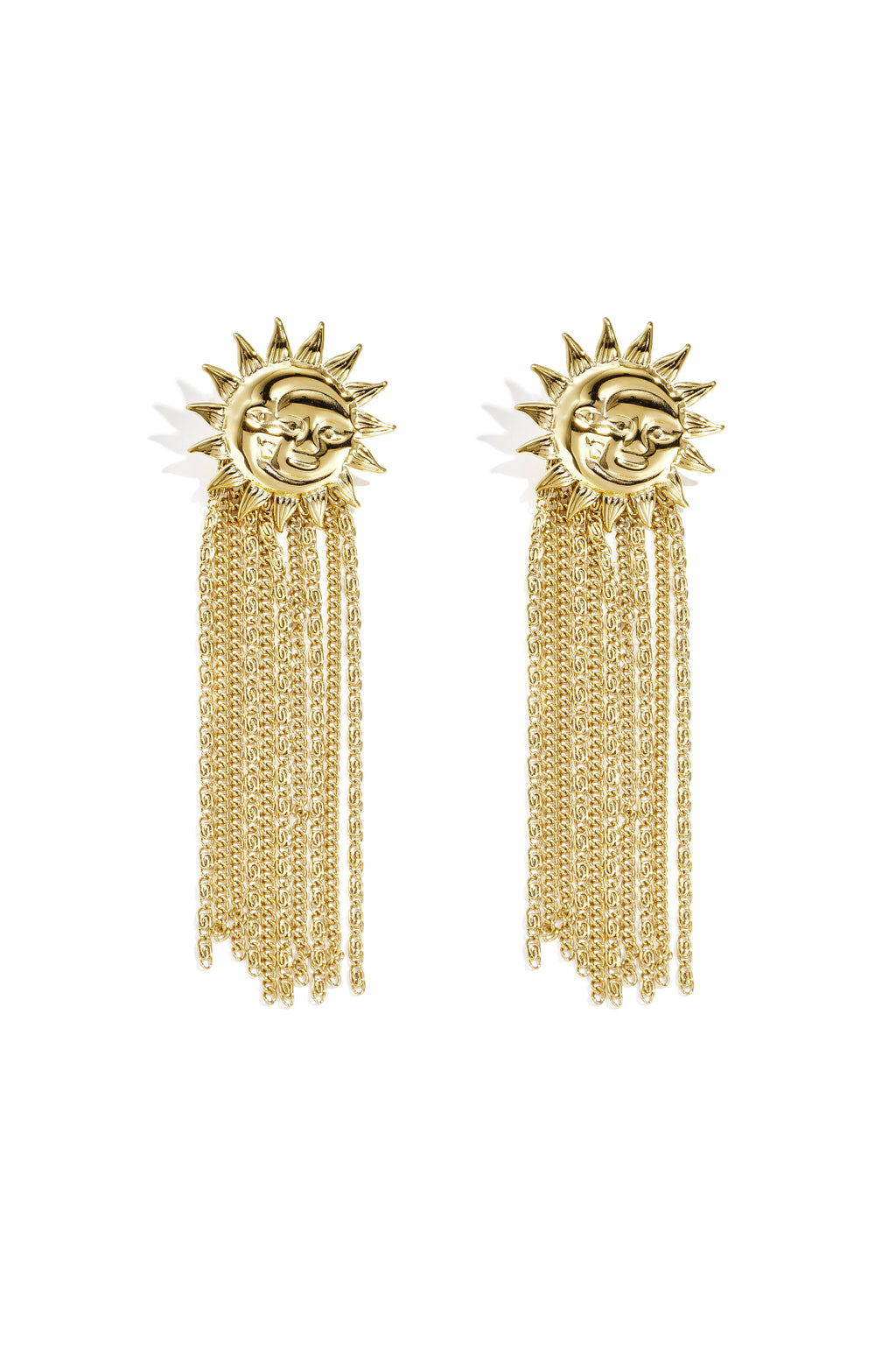 Oorbellen van roestvrij staal met hangertjes in de vorm van een zonnetje, casual, dagelijks en eenvoudig, uit de dames sieradenserie.