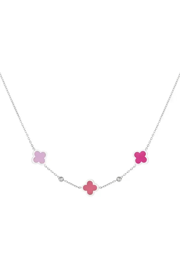 Ketting 3 klavertjes en kleine bolletjes