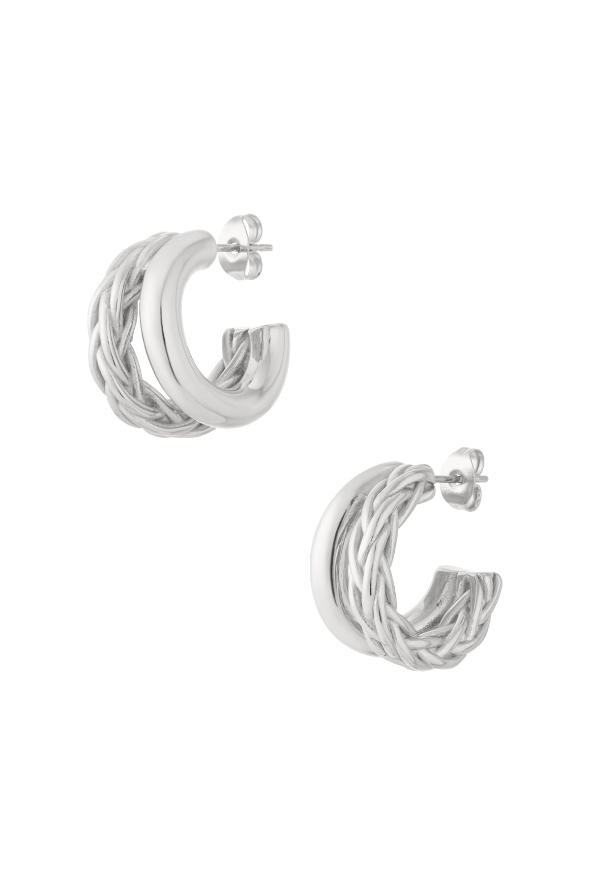 Small double braided hoops earrings
