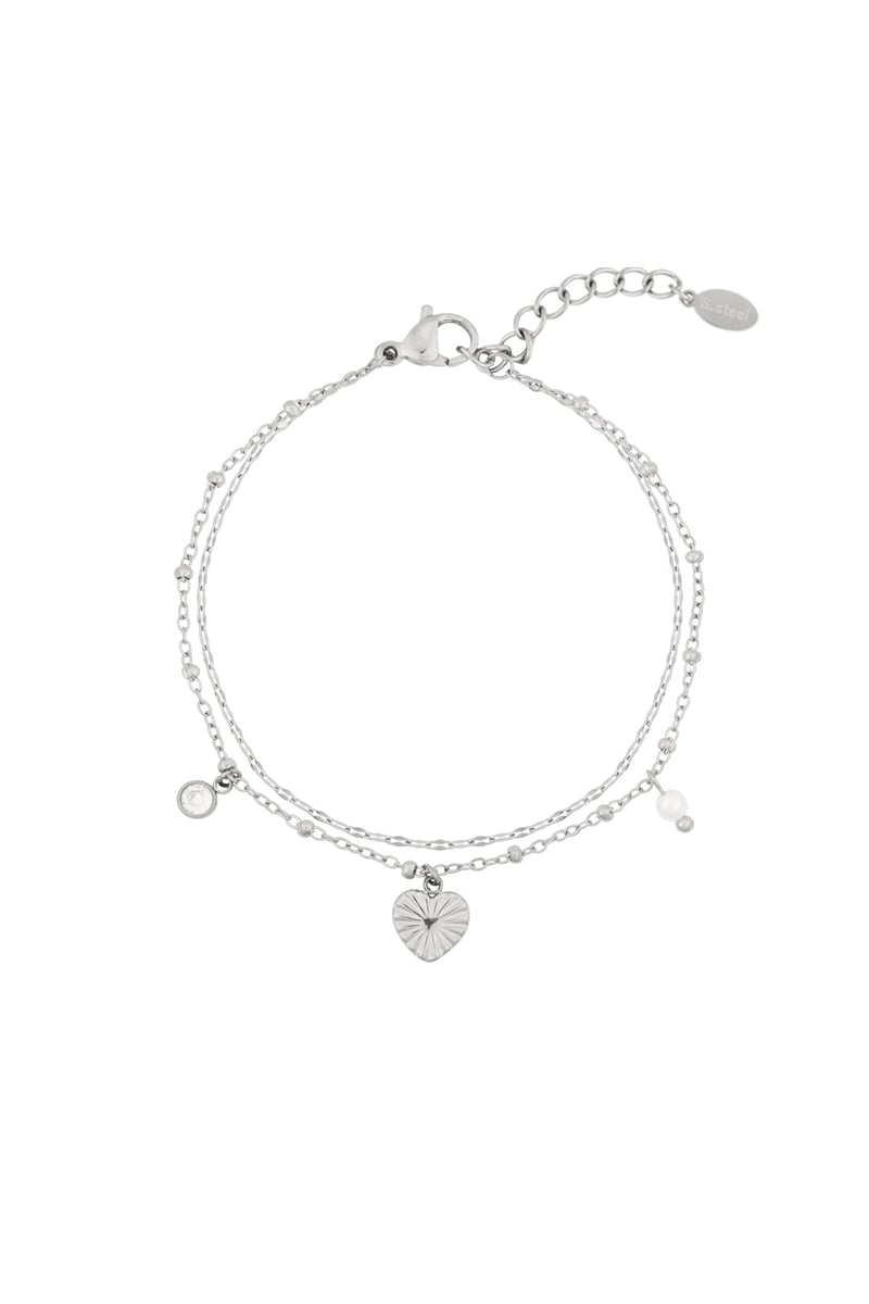 Love Love Love Armband - Zilverkleur