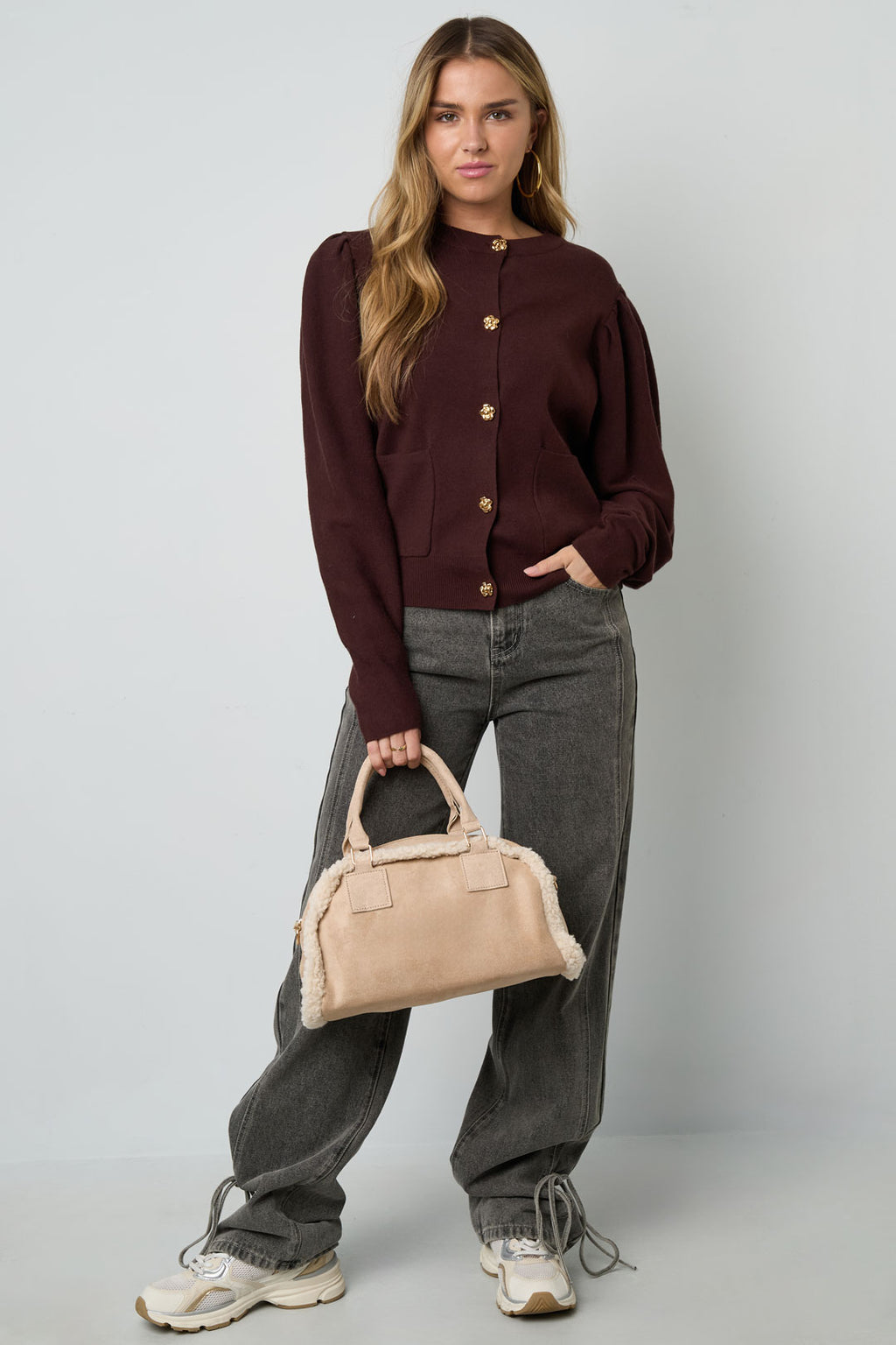 Schoudertas met teddy details