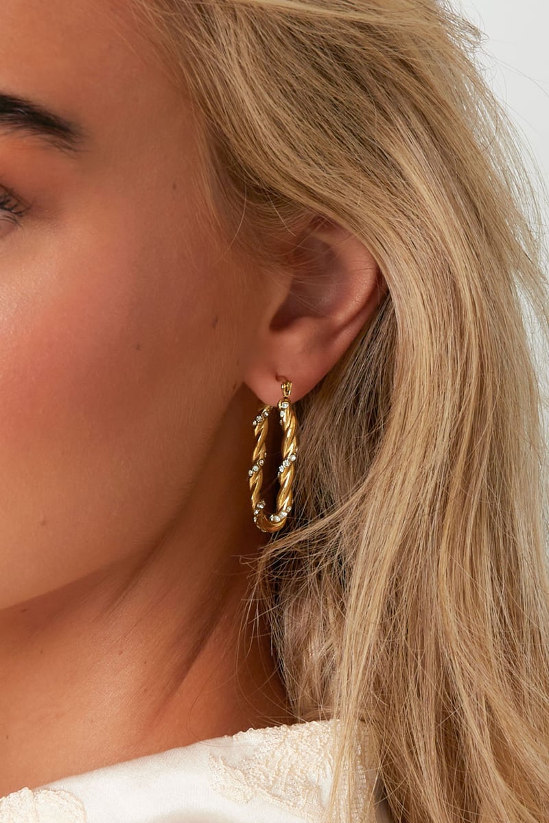 Twisted Sparkle Hoop oorbellen