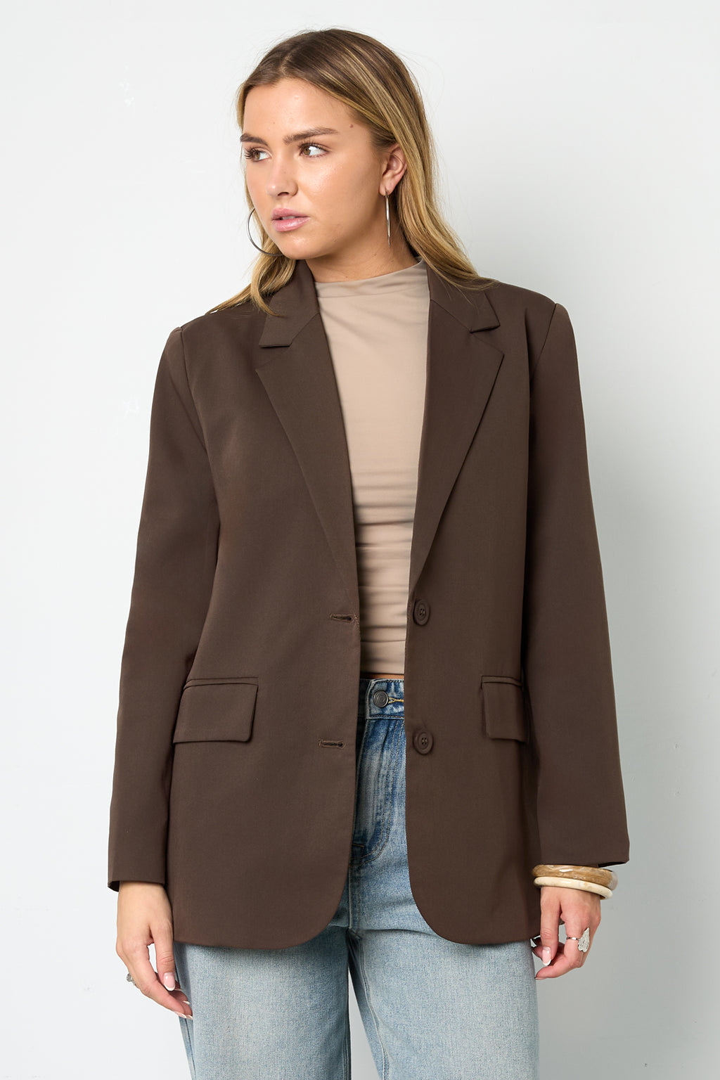 Geweven Polyestervezel Vrouwen Jas Elegant Letters