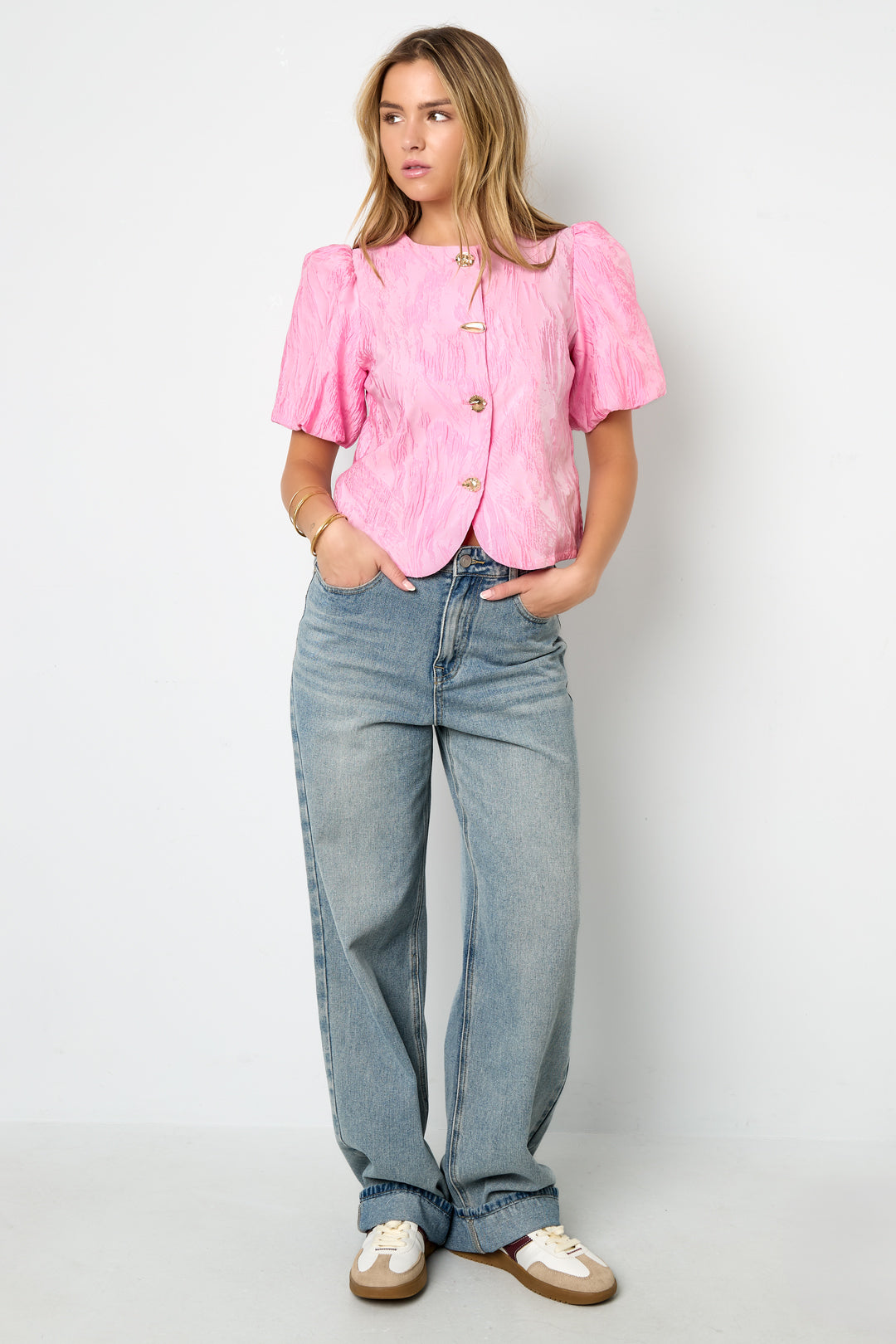 Geweven Polyestervezel Vrouwen Korte Mouwen Tops Elegant Solide Kleur Lente/Zomer