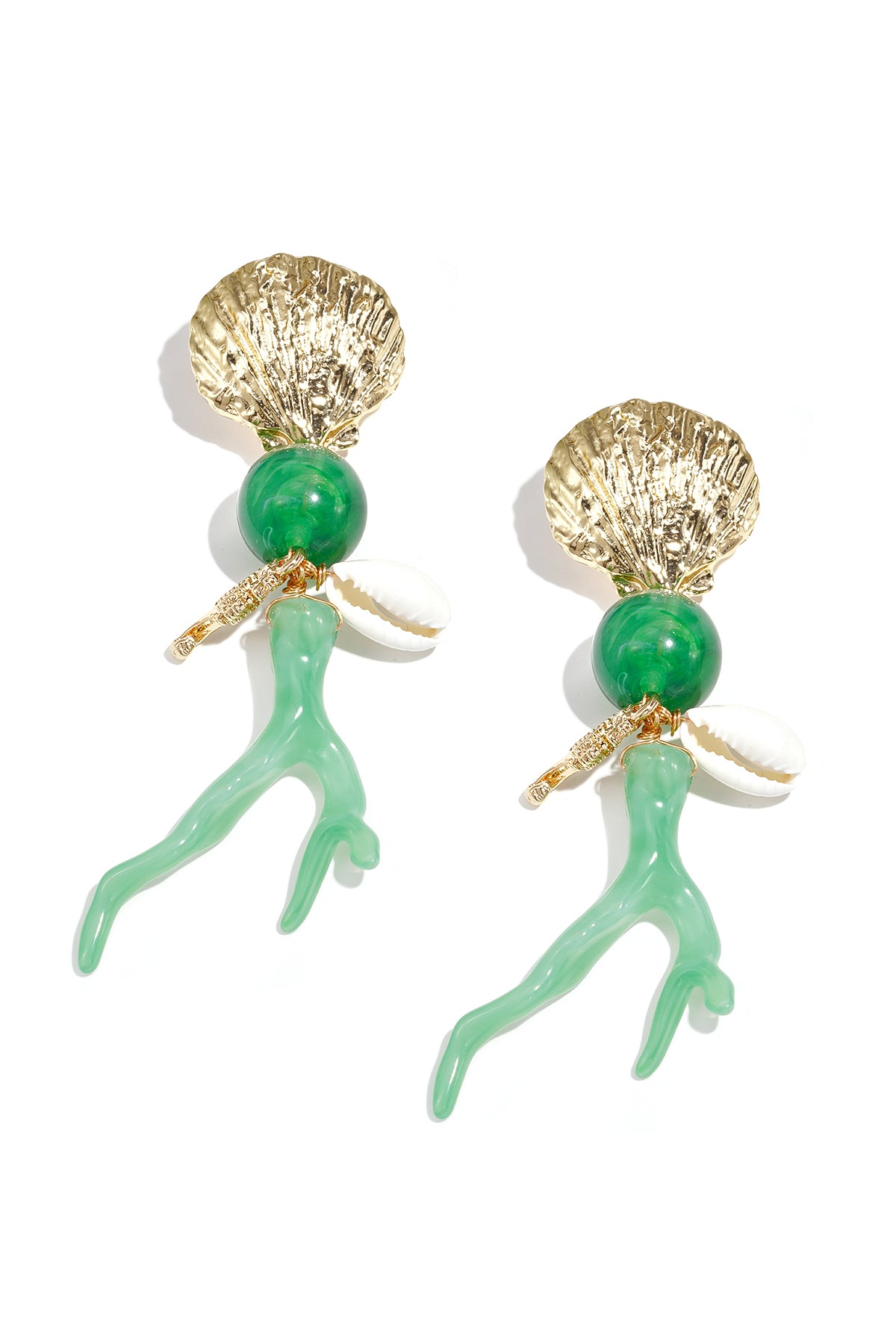 Oorbellen met koraal en zee hangers