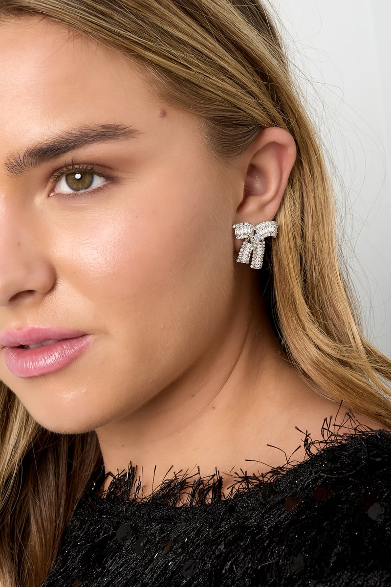 Koperen oorbellen met strik, elegante kerst, luxe serie, damessieraden