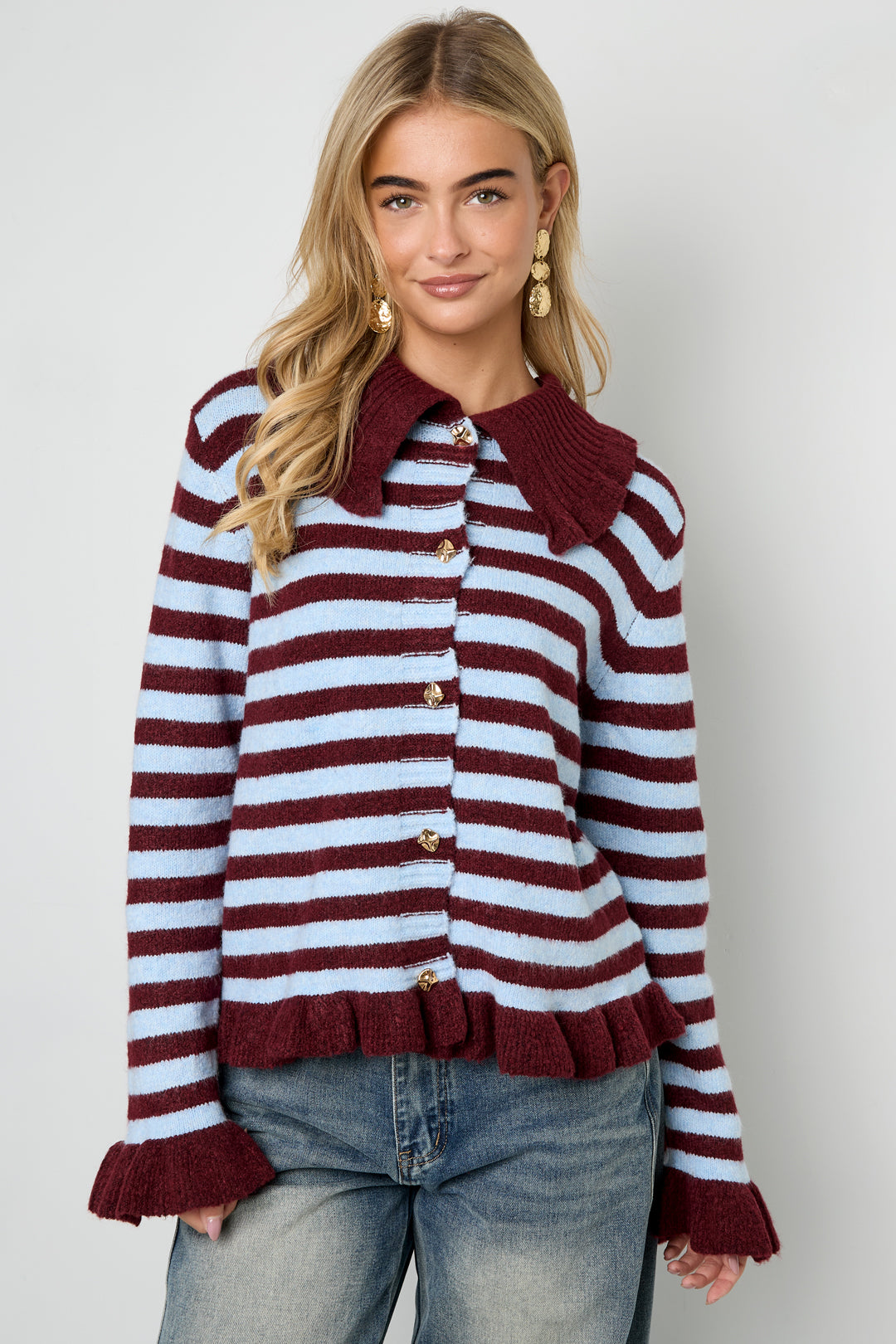 Polyestervezel (polyester) Gebreid vest Strepen Casual Herfst/Winterkleding