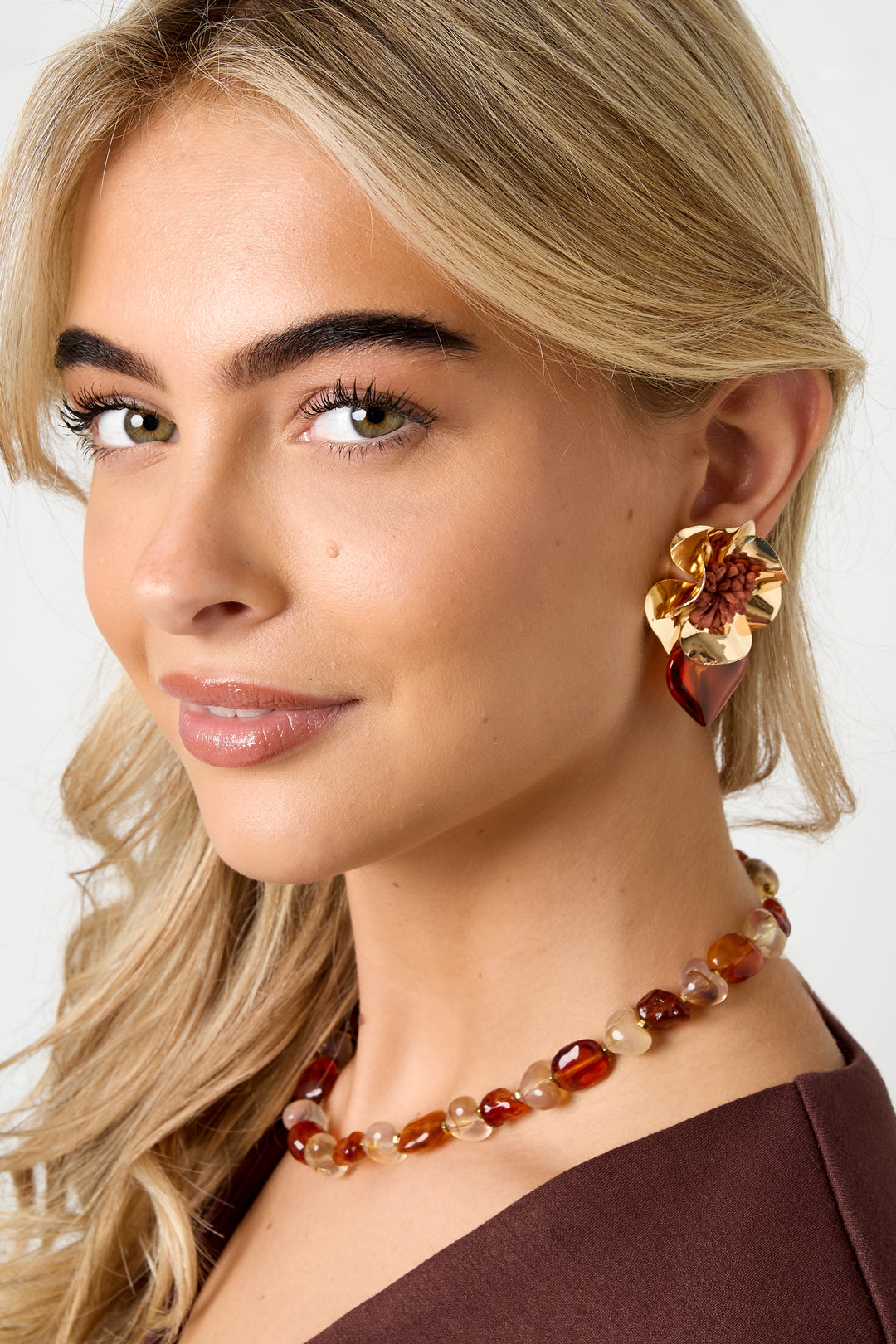 Oorbellen met ijzeren druppel, bloem, dagelijkse etnische serie, damessieraden