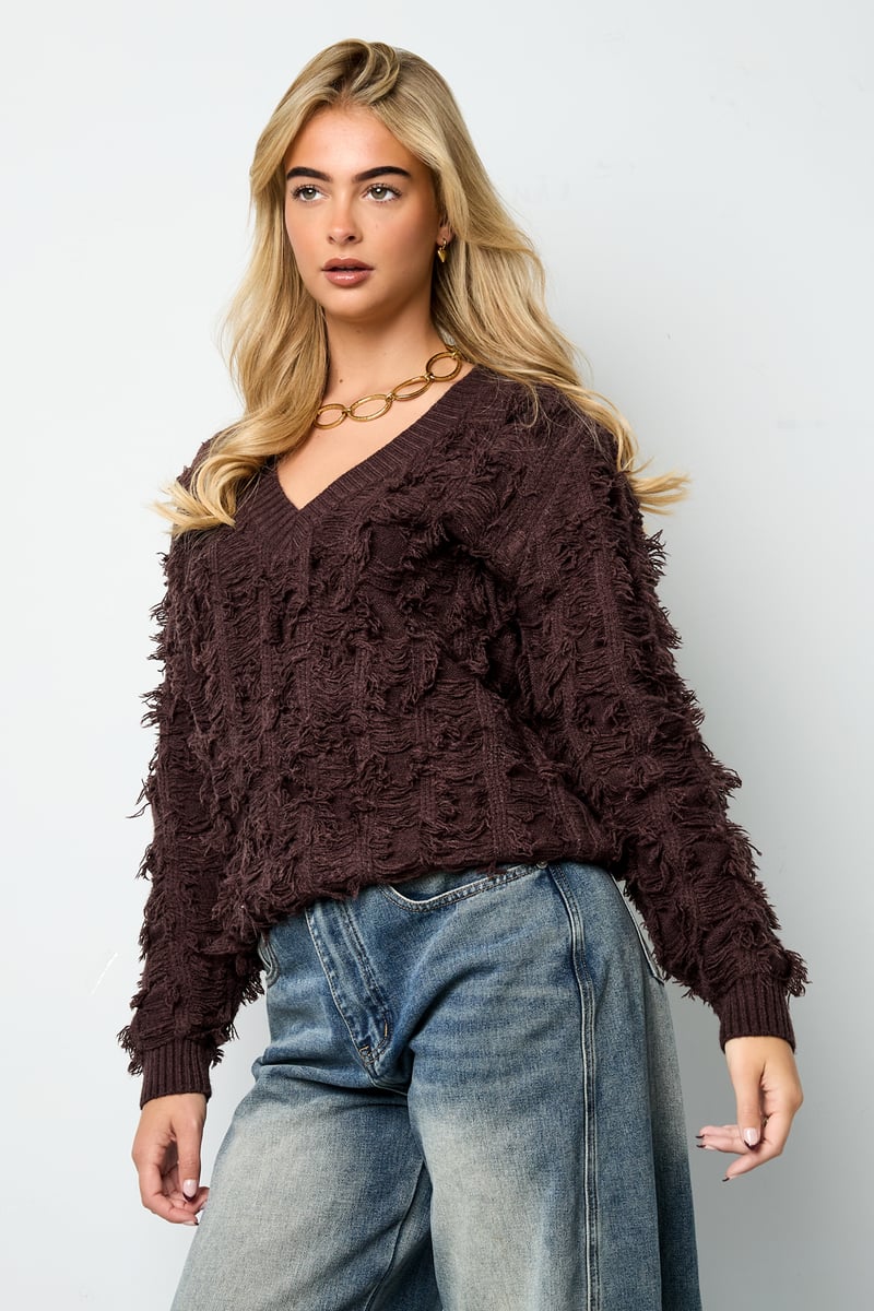 V-hals Fluffy Knit