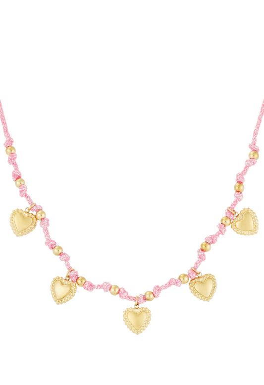 Cozy heart ketting - fuchsia