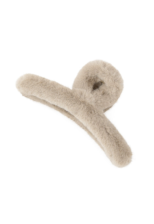 Fluffy haarclip - Beige