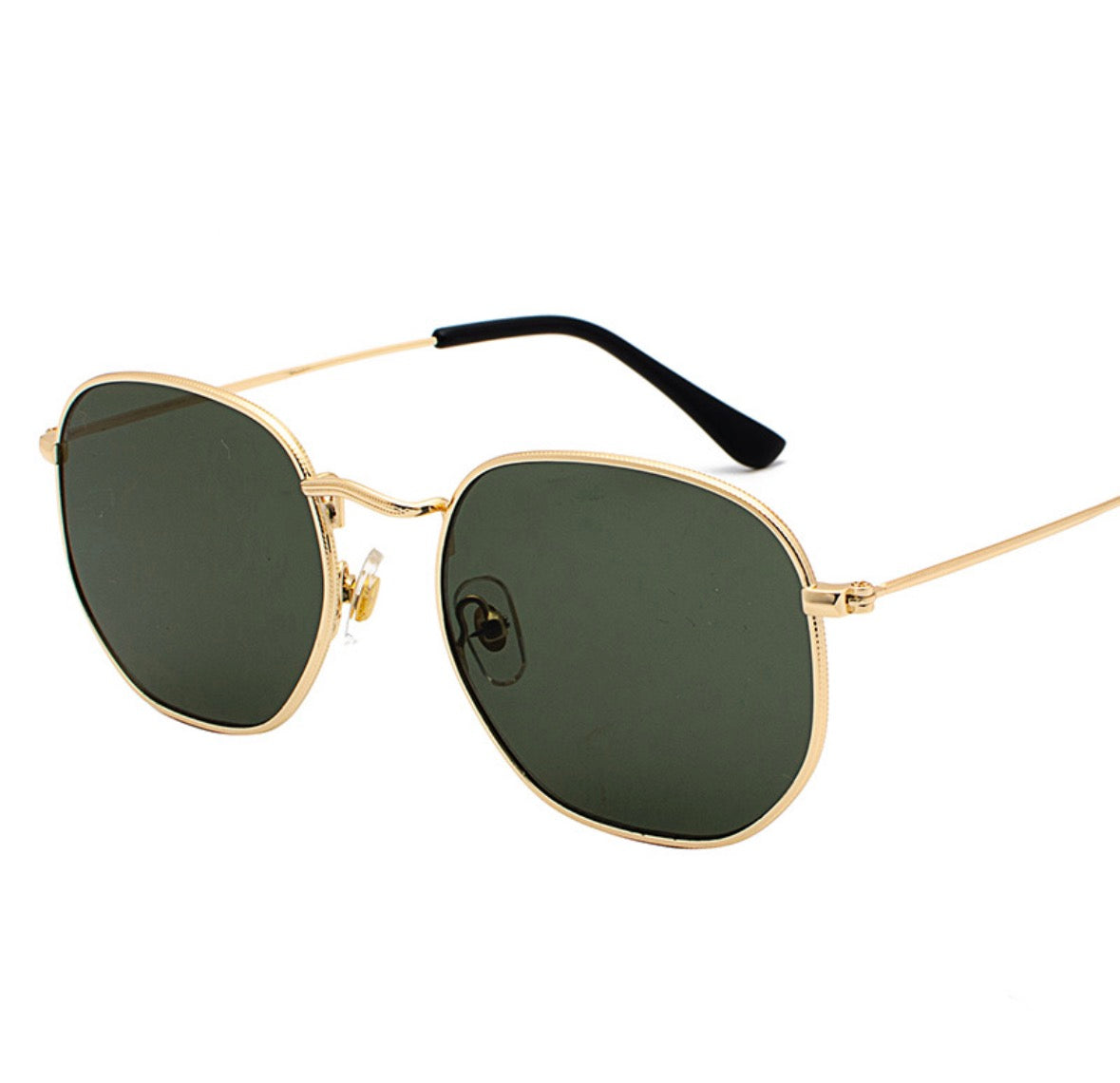 GoldEdge Hexagon Zonnebril – UV400 | Green Lens | Unisex