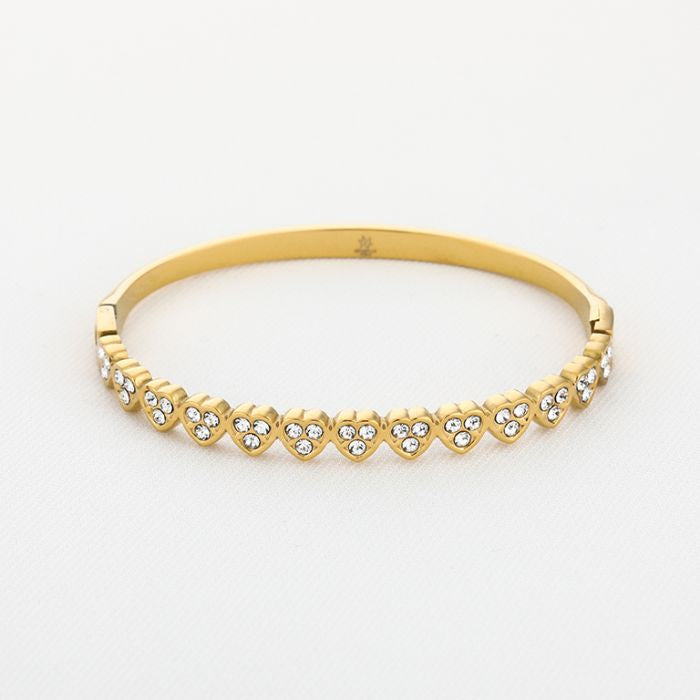Zirkonia hartjes bangle