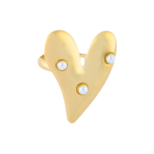 Hart ring met parels