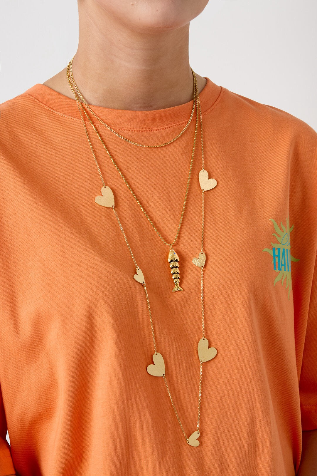 Lange ketting met hartjes