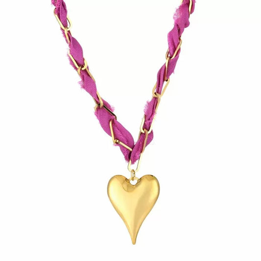 Stoffen ketting met hart