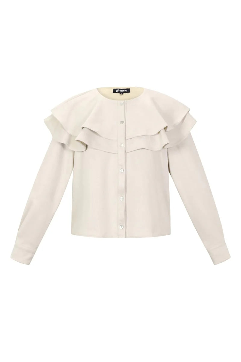 Gelaagde blouse van suède