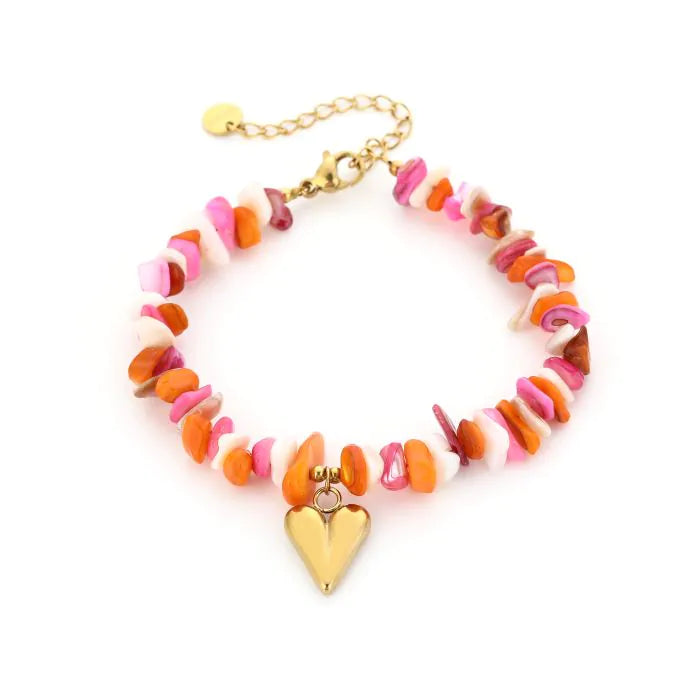 Natuur stenen armband met hartje