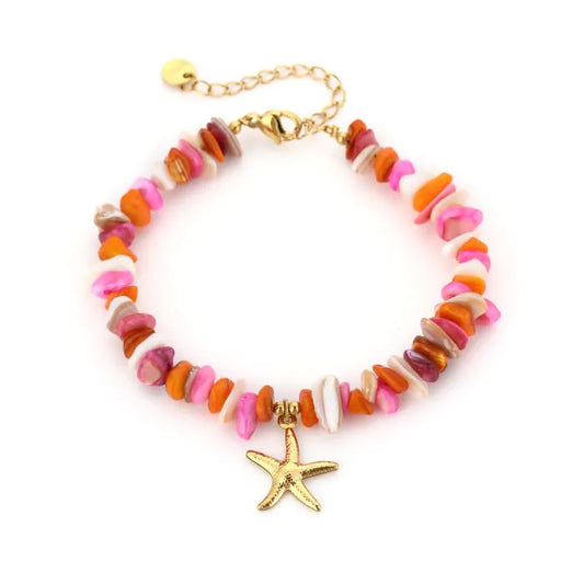 Natuur stenen armband met zeester