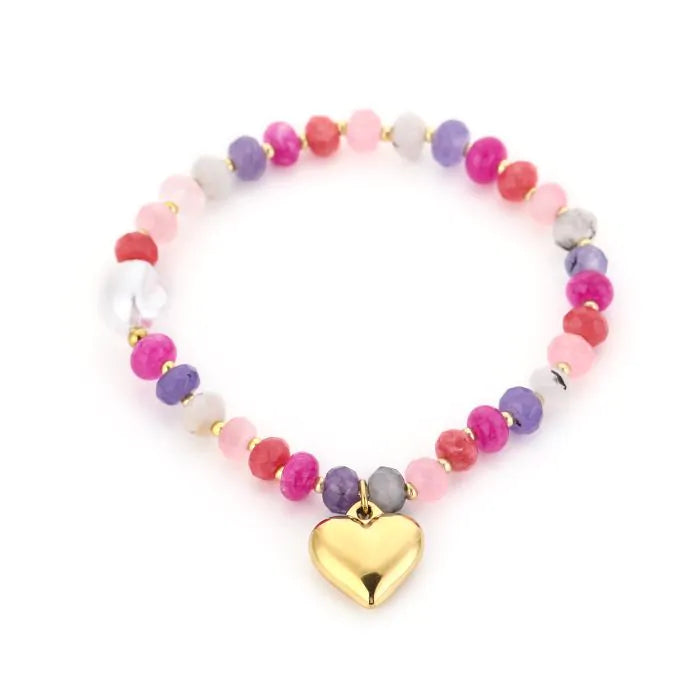 Natuur stenen armband met hartje
