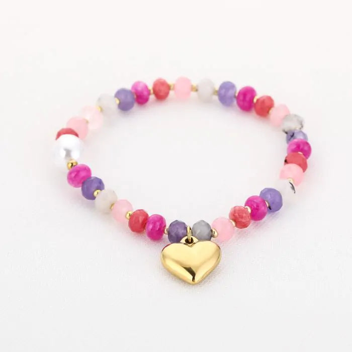Natuur stenen armband met hartje