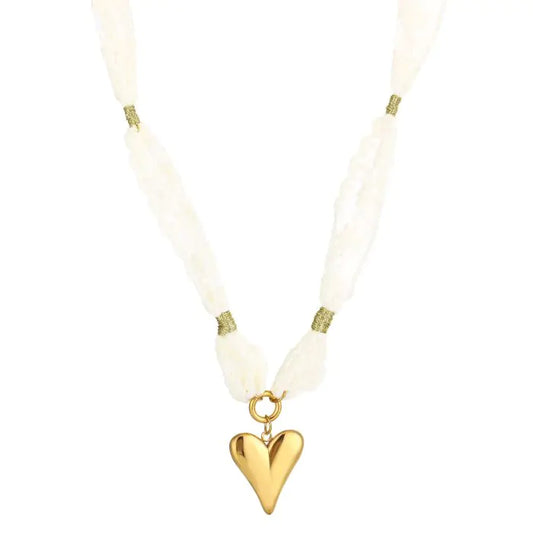 Stoffen ketting met hartje