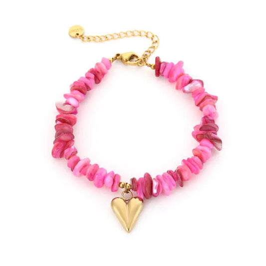 Natuur stenen armband met hartje