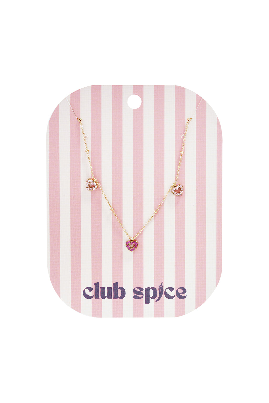 Ketting met roze steentjes in hartjes
