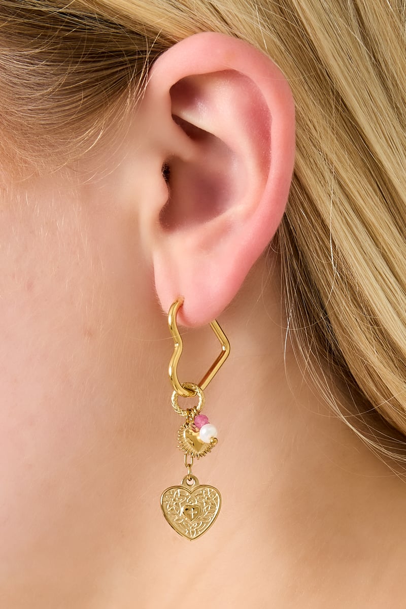 Oorbellen van roestvrij staal met hartjes, casual, dagelijks, eenvoudig, serie, damessieraden