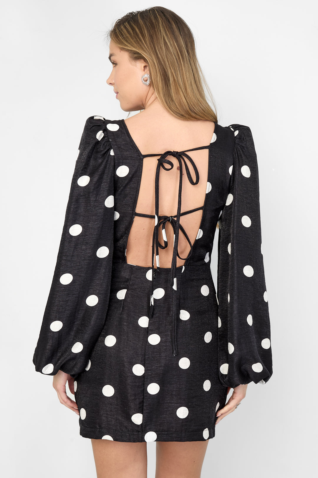 Geweven Polyestervezel Vrouwen Mini Jurk Elegant Polkadots