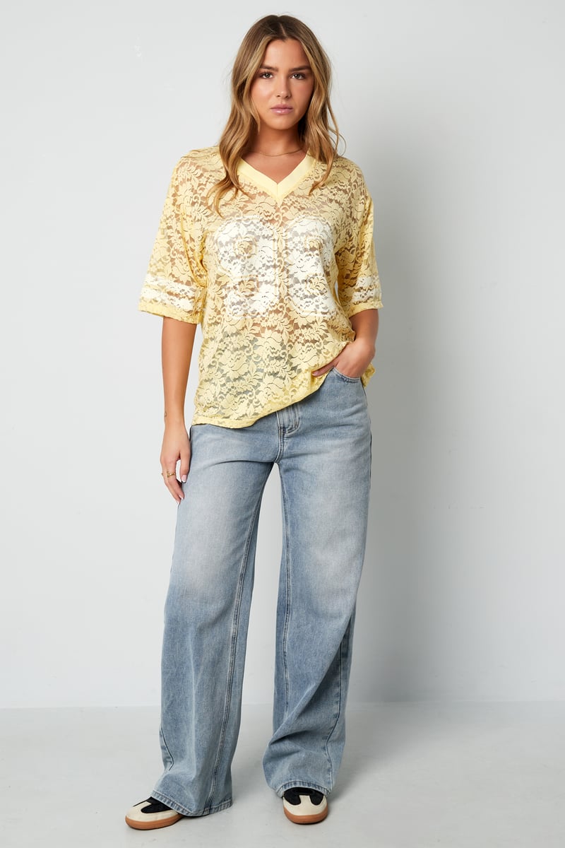 V-hals kant Amerikaans T-shirt