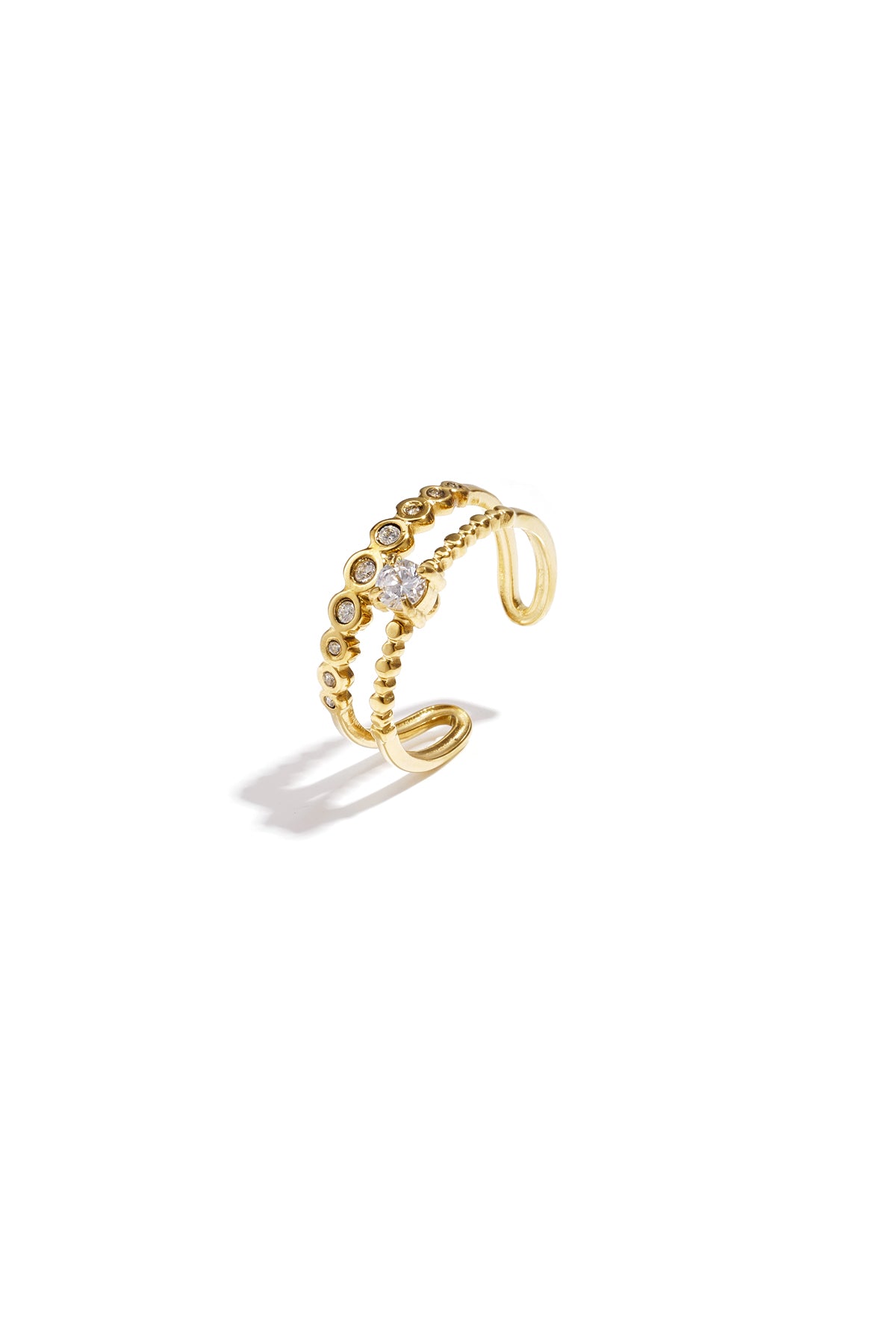 Ringen van roestvrij staal met edelstenen, onregelmatige vorm, Simple Daily, Simple Series, damessieraden