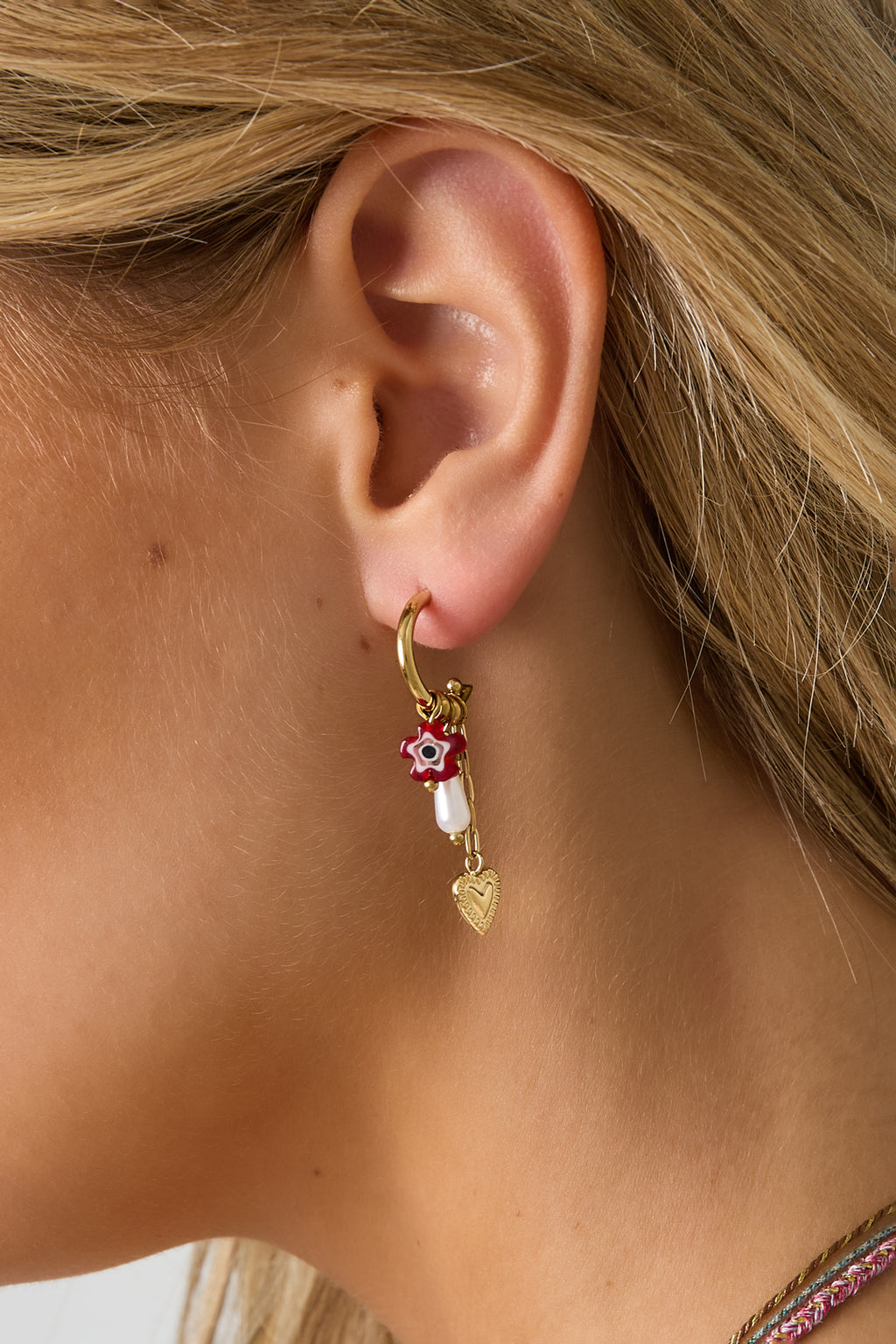 Oorbellen van roestvrij staal met hartjes, casual, dagelijks, eenvoudig, serie, damessieraden