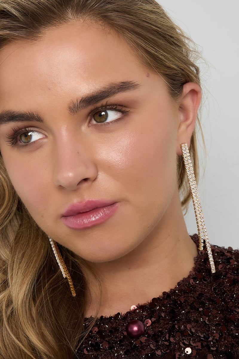 Koperen oorbellen met hanger, geometrisch, elegant, kerst, luxe serie, damessieraden