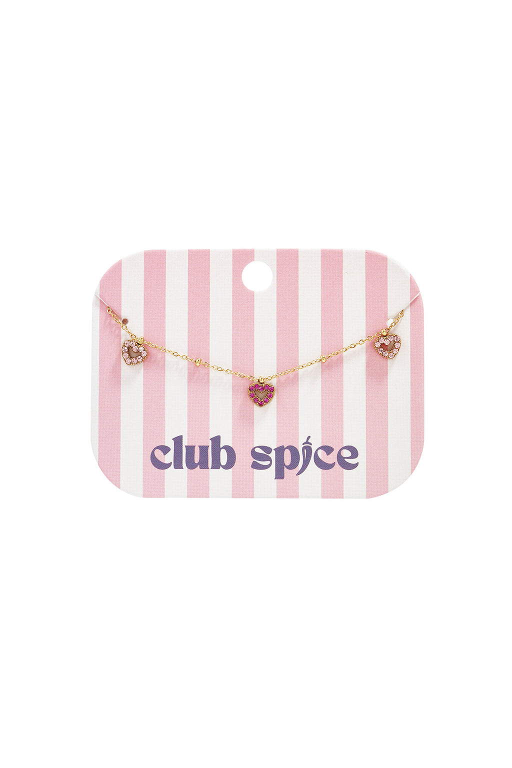 Armband met roze steentjes in hartjes