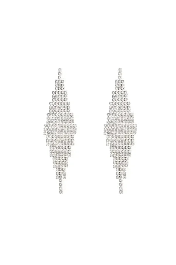 Strass oorbellen ruit - Holiday Essentials Zilver Koper